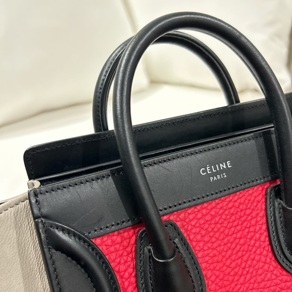 Celine mini nano luggage tote bag magenta black and grey - Picture 10 of 12